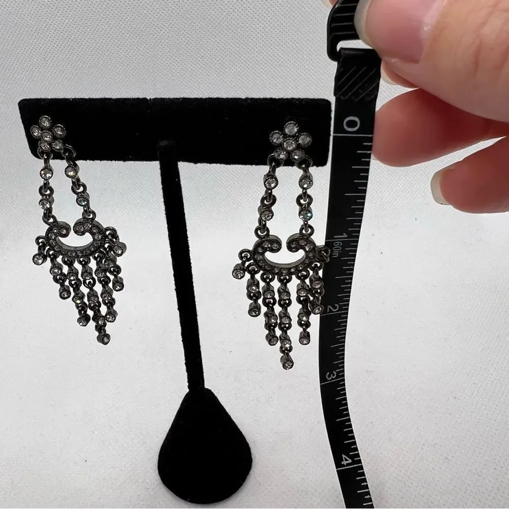 Chandelier rhinestone studded dramatic statement post earrings